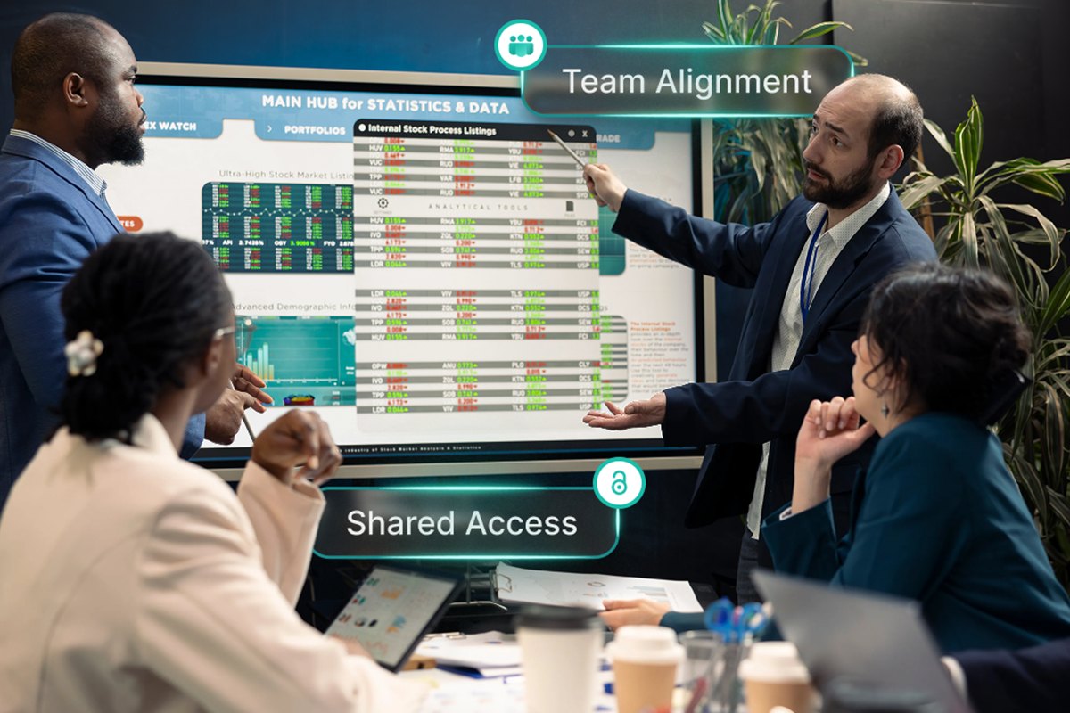 Teams collaborating on one platform